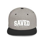 SAVED BY GRACE — Flat Bill Snapback Hat — Bold Faith Statement Cap