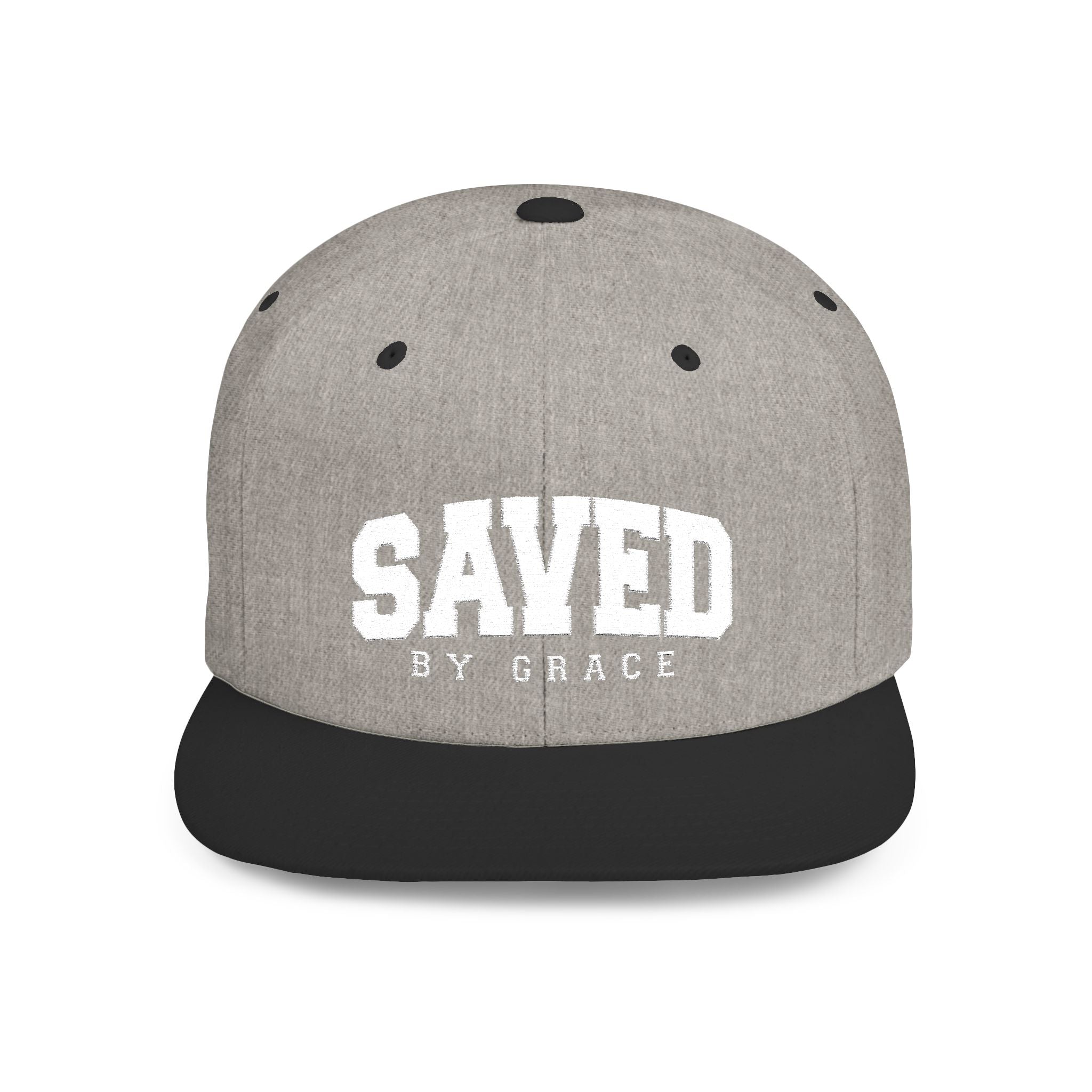 SAVED BY GRACE — Flat Bill Snapback Hat — Bold Faith Statement Cap