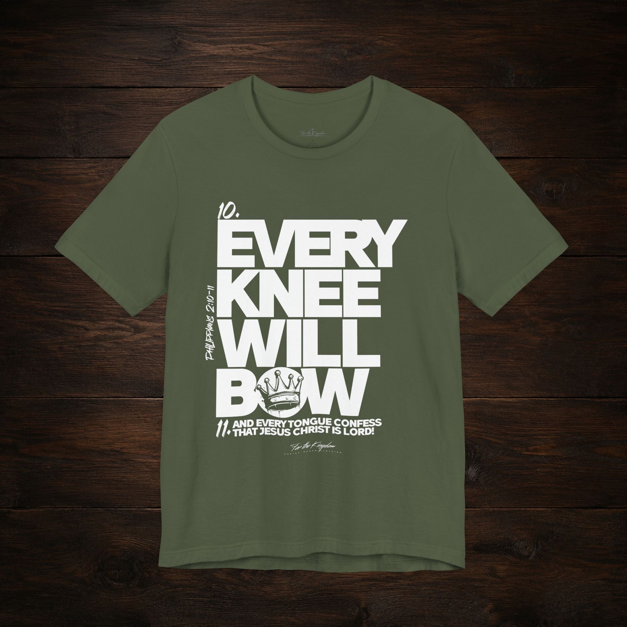 Every Knee Will Bow Light Palette Tee — Christian Faith Graphic T-Shirt