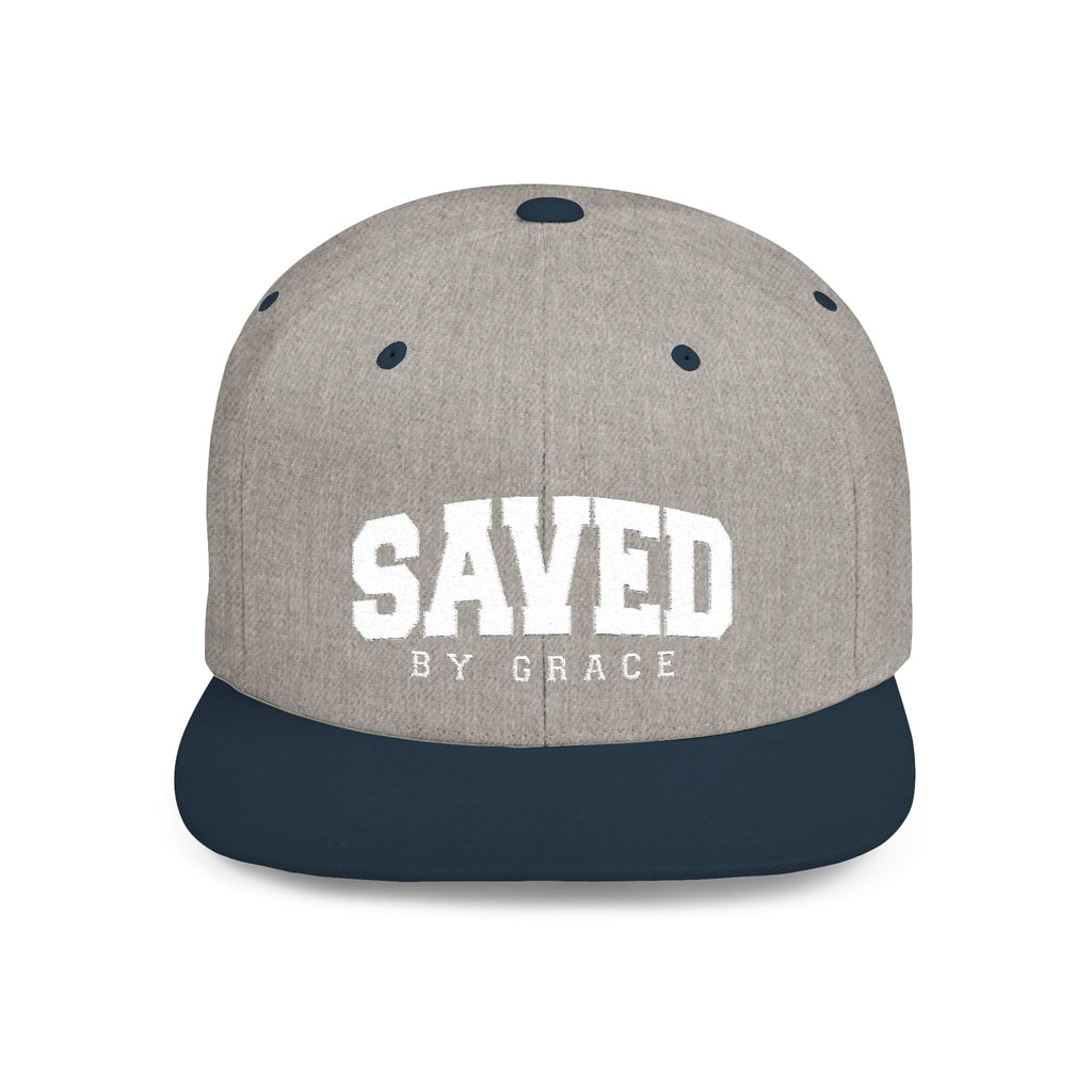 SAVED BY GRACE — Flat Bill Snapback Hat — Bold Faith Statement Cap