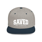SAVED BY GRACE — Flat Bill Snapback Hat — Bold Faith Statement Cap