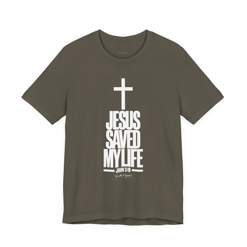 Jesus Saved My Life Light Pallete Tee — Christian Cross Faith Shirt (John 3:16)