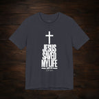 Jesus Saved My Life Light Pallete Tee — Christian Cross Faith Shirt (John 3:16)