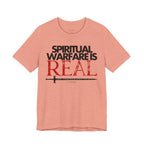 Spiritual Warfare Is Real Dark Palette T-Shirt — Christian Faith Tee with Sword Graphic