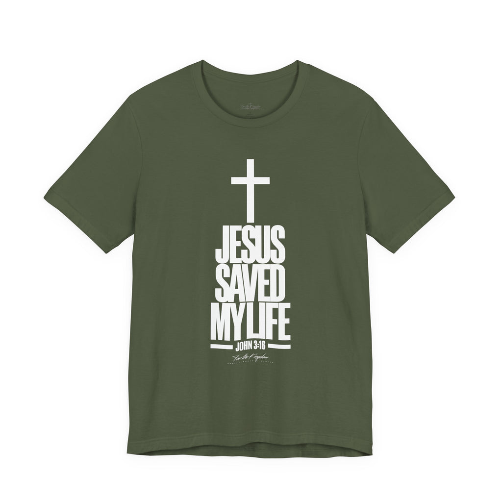 Jesus Saved My Life Light Pallete Tee — Christian Cross Faith Shirt (John 3:16)