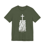 Jesus Saved My Life Light Pallete Tee — Christian Cross Faith Shirt (John 3:16)