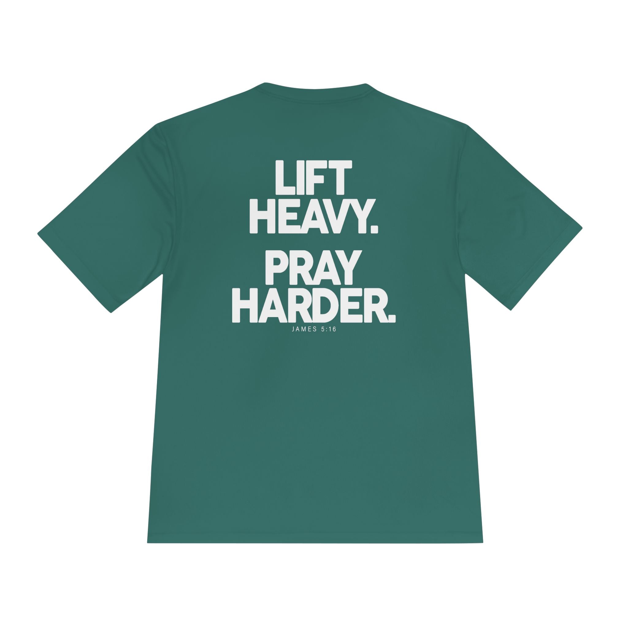 Lift Heavy Pray Harder Tee — Faith & Fitness Moisture-Wicking Shirt