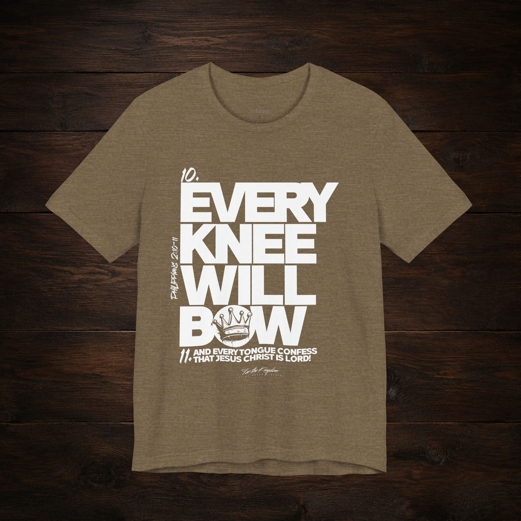 Every Knee Will Bow Light Palette Tee — Christian Faith Graphic T-Shirt