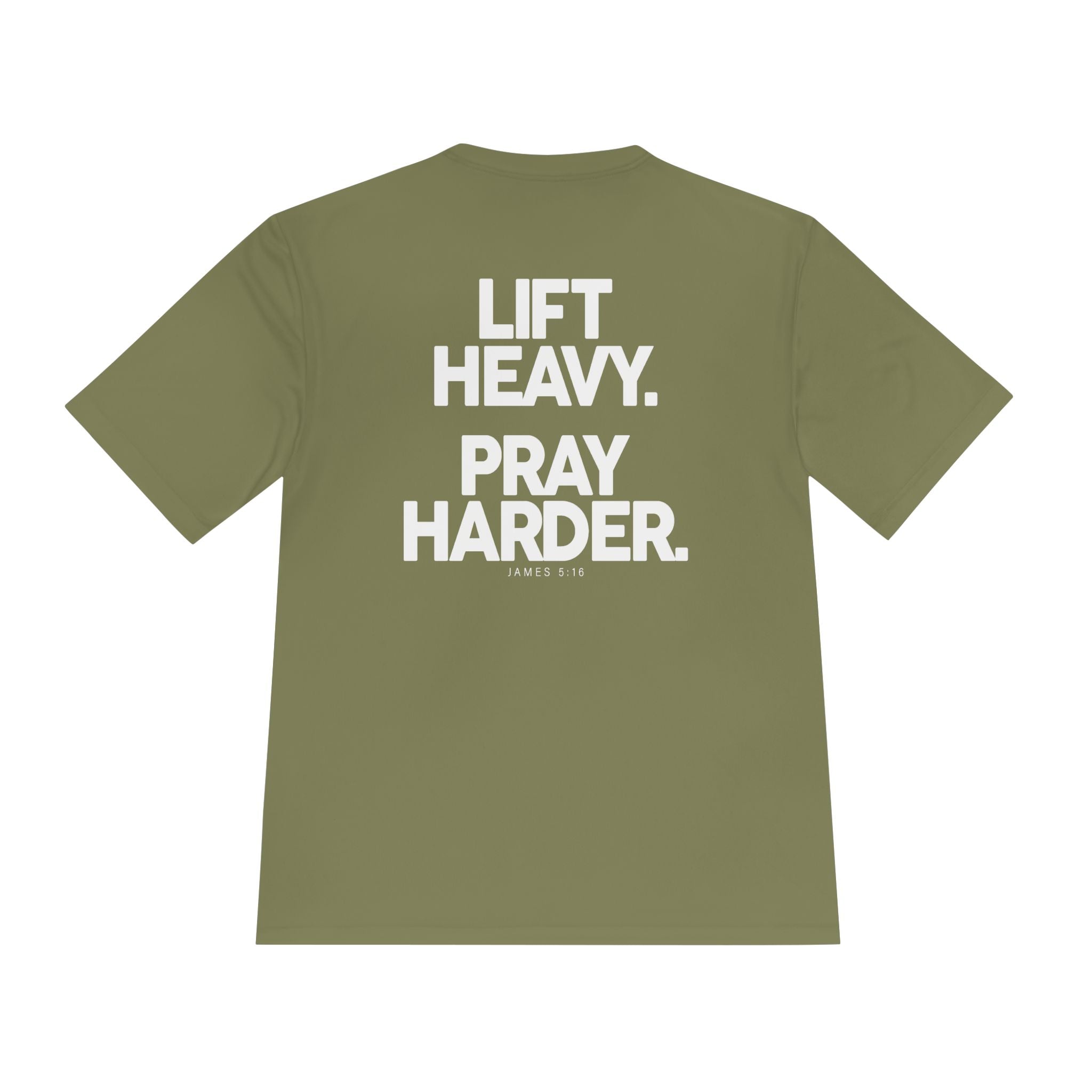 Lift Heavy Pray Harder Tee — Faith & Fitness Moisture-Wicking Shirt