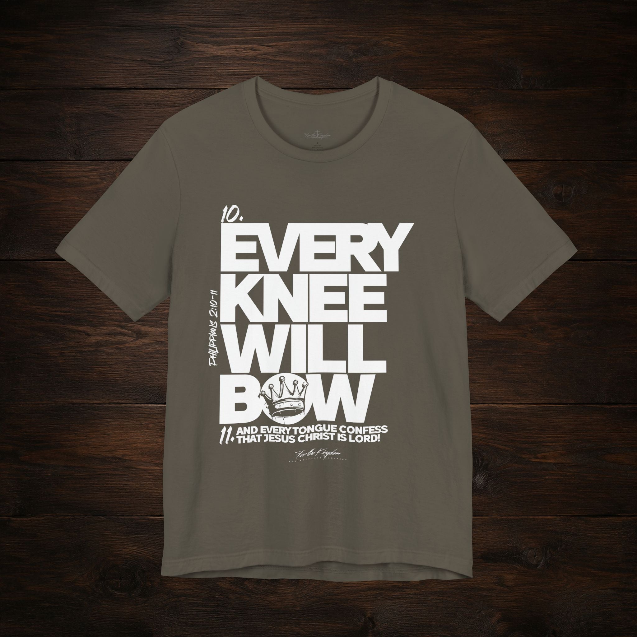 Every Knee Will Bow Light Palette Tee — Christian Faith Graphic T-Shirt
