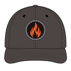 Embroidered Flame Patch Snapback Cap — Trucker Hat with Fire Logo