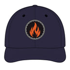 Embroidered Flame Patch Snapback Cap — Trucker Hat with Fire Logo