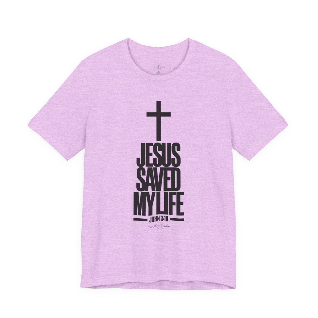 Jesus Saved My Life Dark Pallete Tee — Christian Cross Faith Shirt (John 3:16)