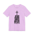 Jesus Saved My Life Dark Pallete Tee — Christian Cross Faith Shirt (John 3:16)