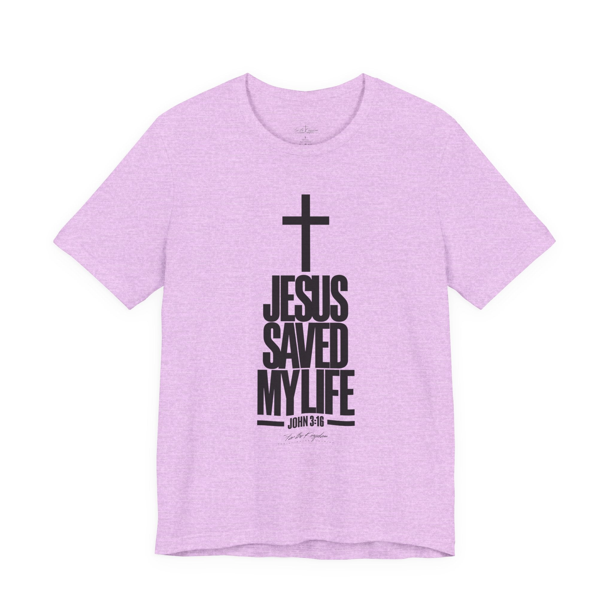Jesus Saved My Life Dark Pallete Tee — Christian Cross Faith Shirt (John 3:16)