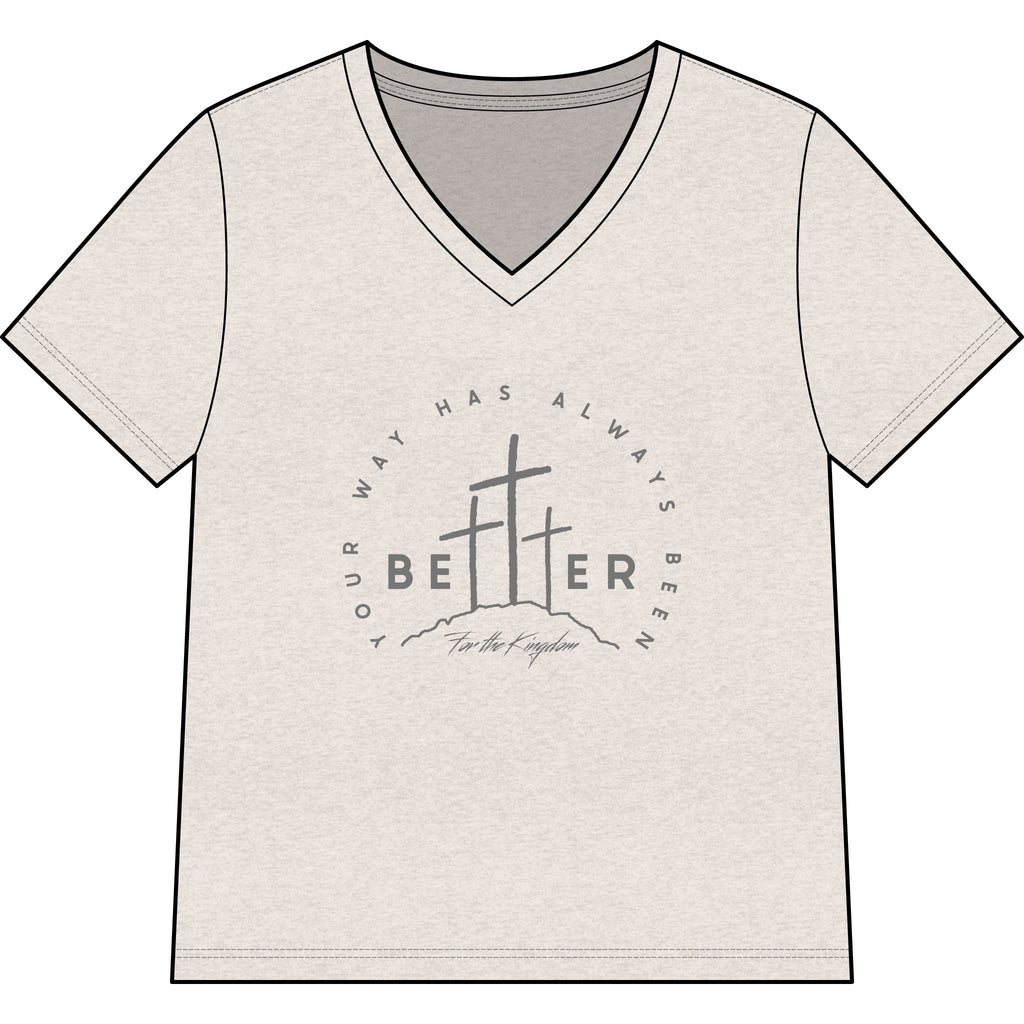 BEtttER  V-Neck Tee Dark Palette — Inspirational Christian Cross Women’s Shirt