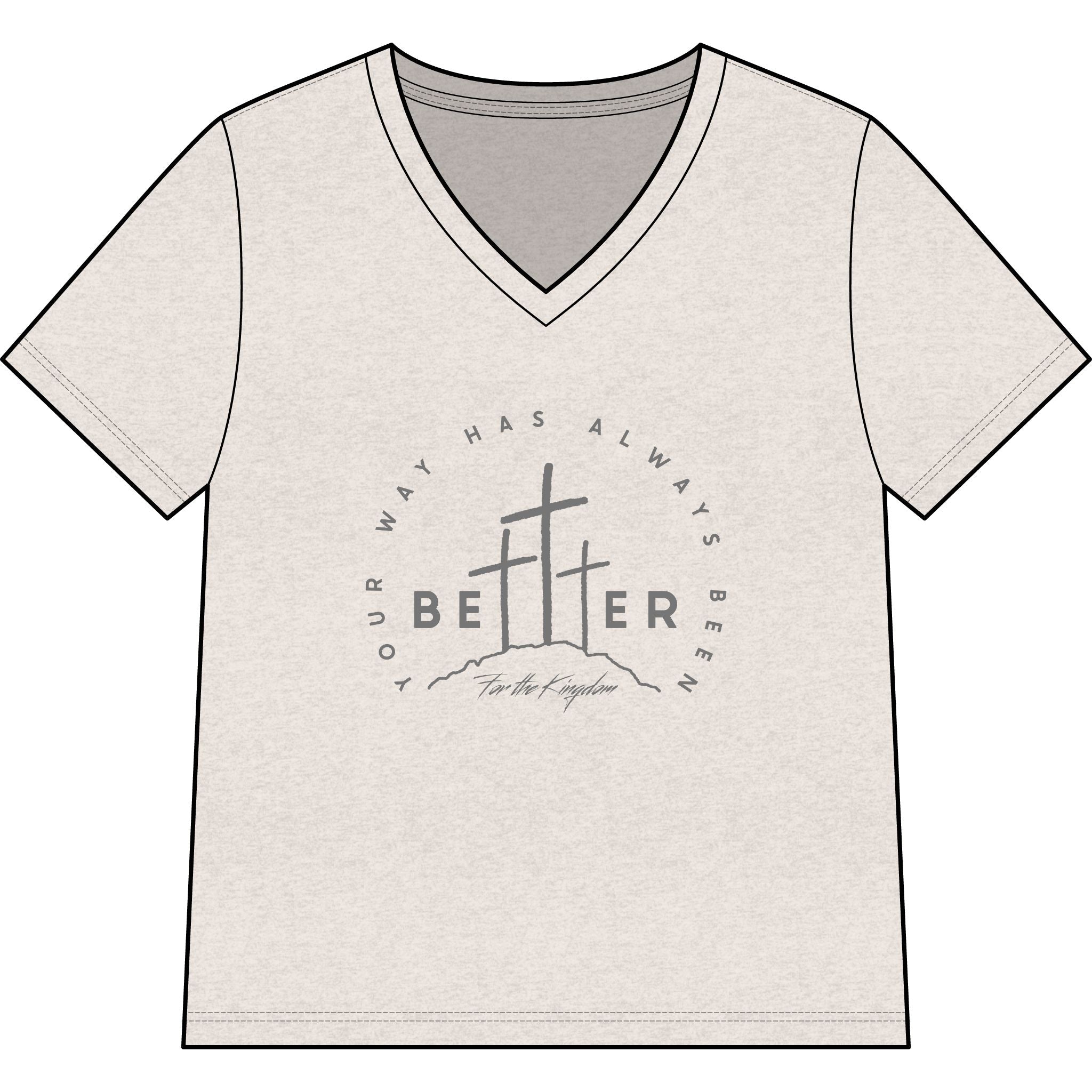 BEtttER  V-Neck Tee Dark Palette — Inspirational Christian Cross Women’s Shirt
