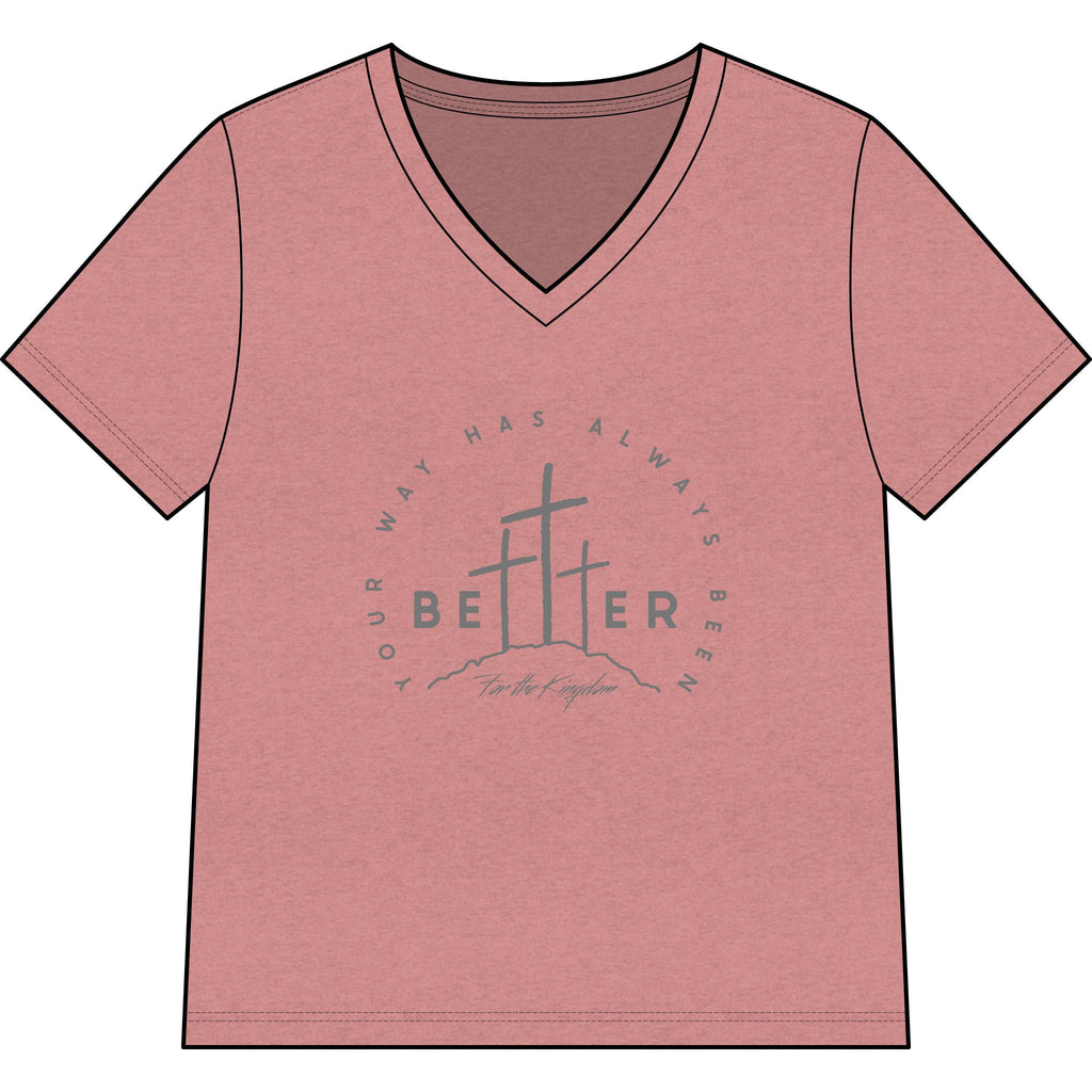 BEtttER  V-Neck Tee Dark Palette — Inspirational Christian Cross Women’s Shirt