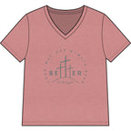 BEtttER  V-Neck Tee Dark Palette — Inspirational Christian Cross Women’s Shirt