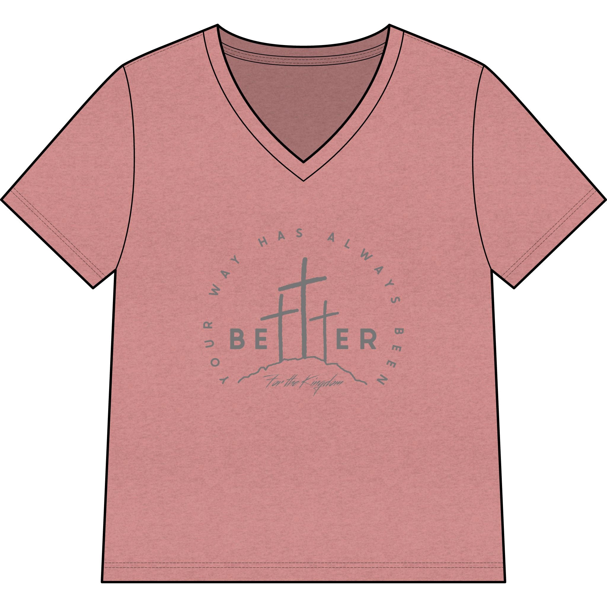 BEtttER  V-Neck Tee Dark Palette — Inspirational Christian Cross Women’s Shirt