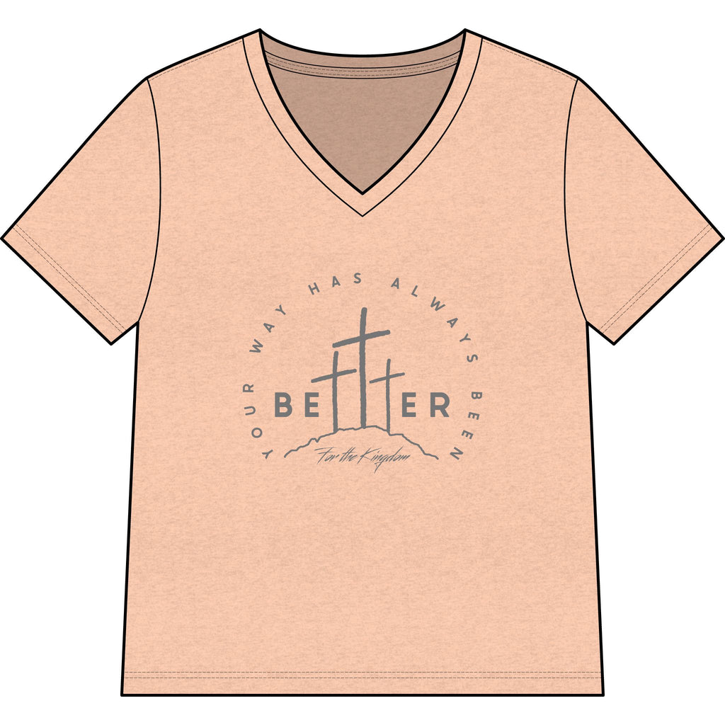 BEtttER  V-Neck Tee Dark Palette — Inspirational Christian Cross Women’s Shirt