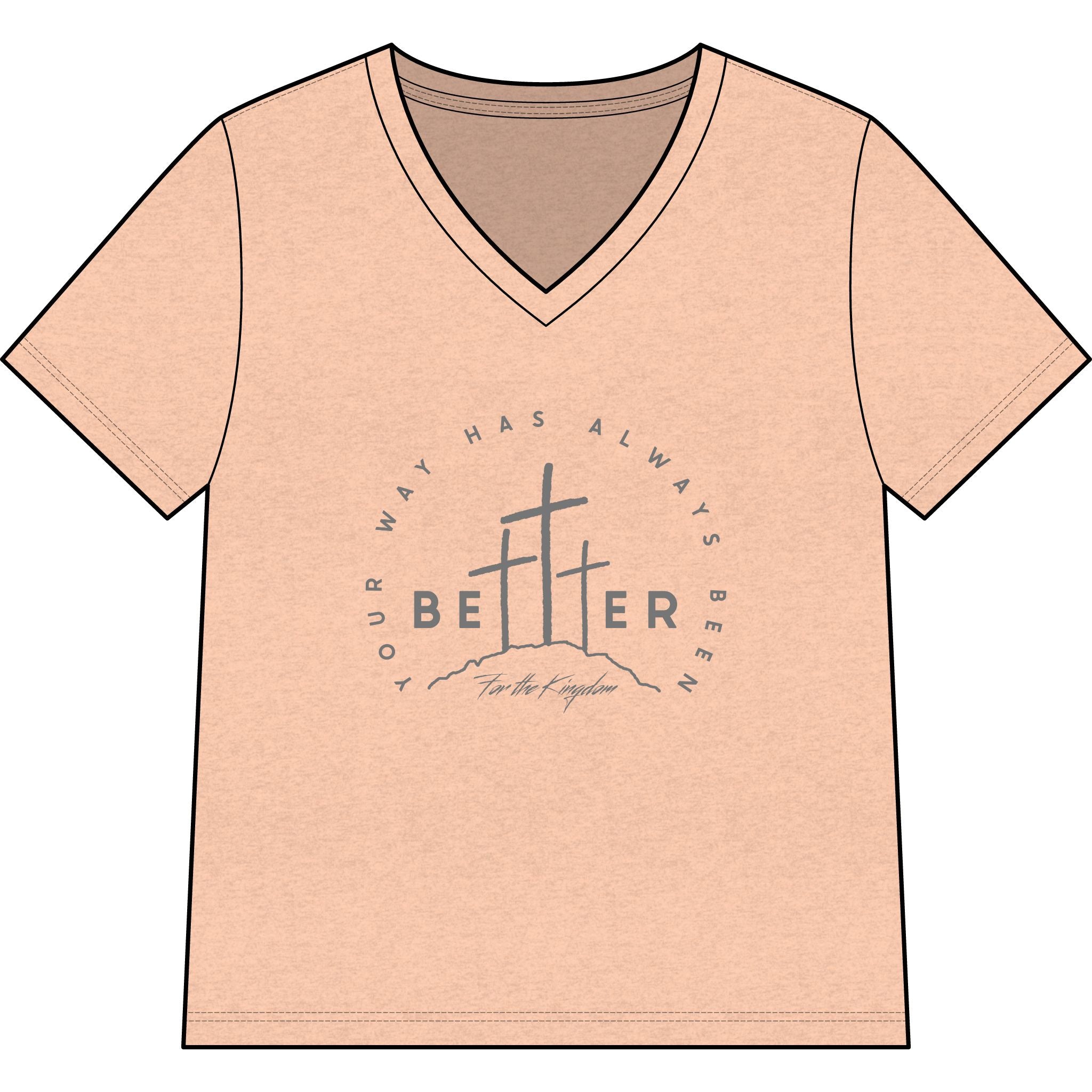 BEtttER  V-Neck Tee Dark Palette — Inspirational Christian Cross Women’s Shirt