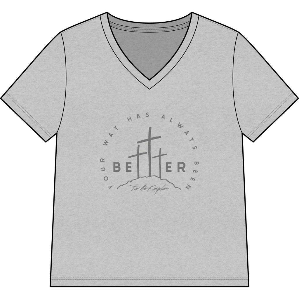 BEtttER  V-Neck Tee Dark Palette — Inspirational Christian Cross Women’s Shirt