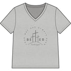 BEtttER  V-Neck Tee Dark Palette — Inspirational Christian Cross Women’s Shirt
