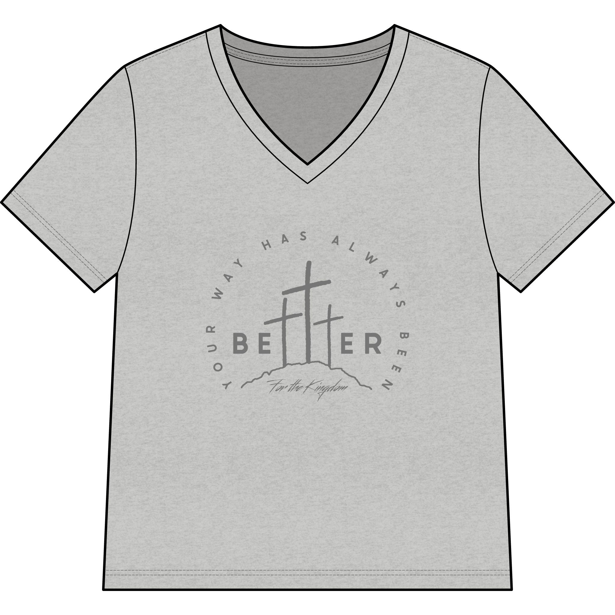 BEtttER  V-Neck Tee Dark Palette — Inspirational Christian Cross Women’s Shirt