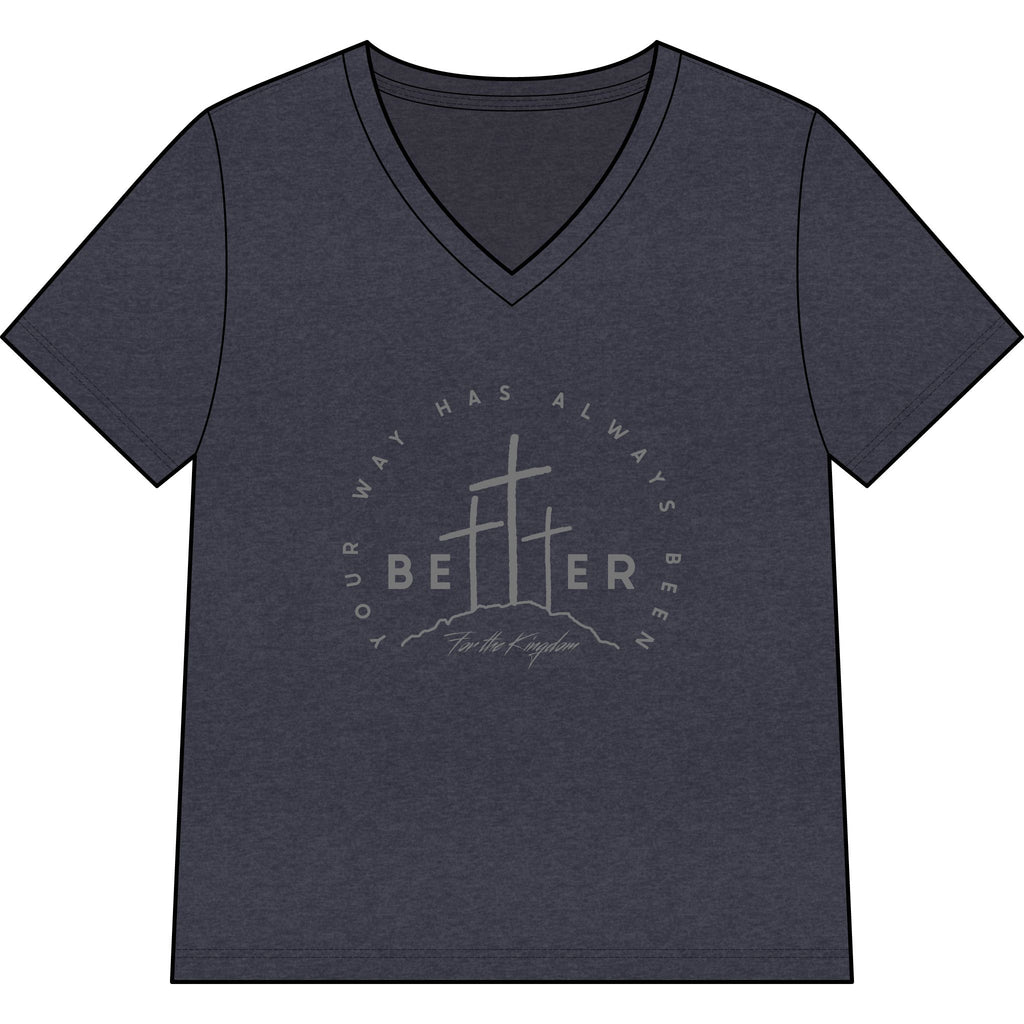 BEtttER  V-Neck Tee Dark Palette — Inspirational Christian Cross Women’s Shirt