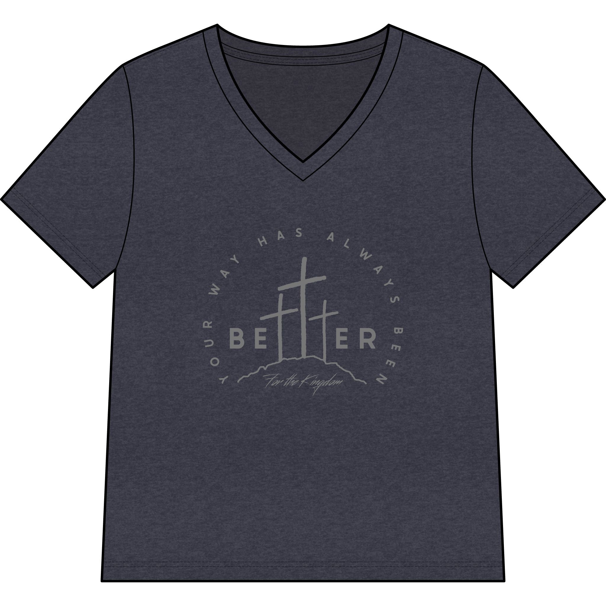 BEtttER  V-Neck Tee Dark Palette — Inspirational Christian Cross Women’s Shirt