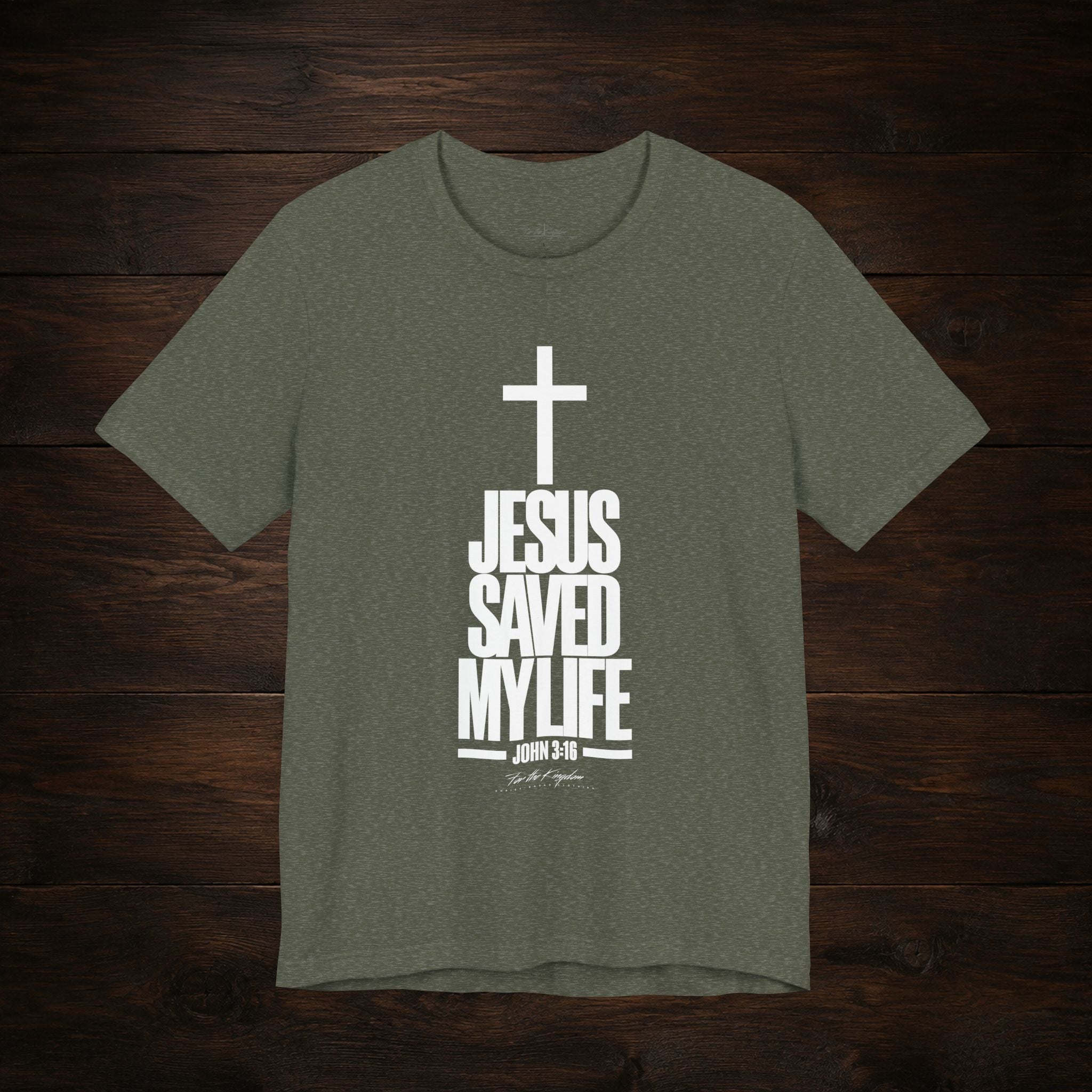 Jesus Saved My Life Light Pallete Tee — Christian Cross Faith Shirt (John 3:16)