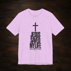 Jesus Saved My Life Dark Pallete Tee — Christian Cross Faith Shirt (John 3:16)