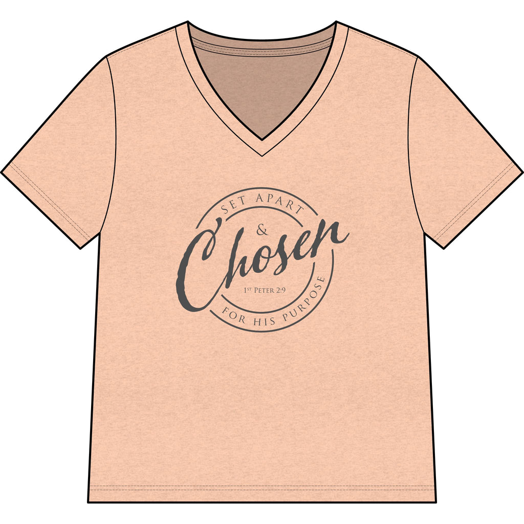 Chosen —CHARCOAL — Christian Women's V-Neck Tee