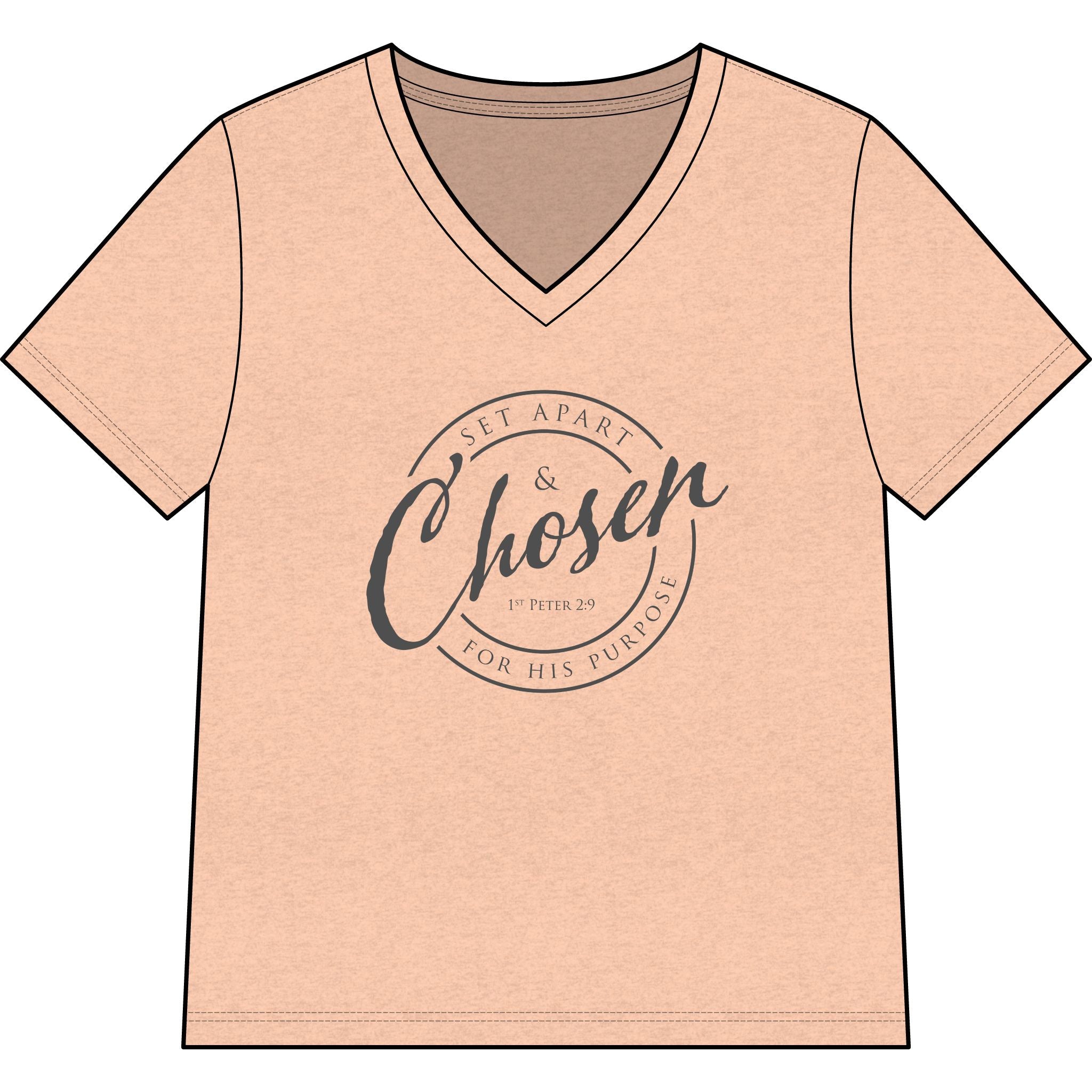 Chosen —CHARCOAL — Christian Women's V-Neck Tee
