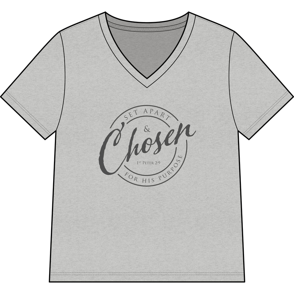 Chosen —CHARCOAL — Christian Women's V-Neck Tee