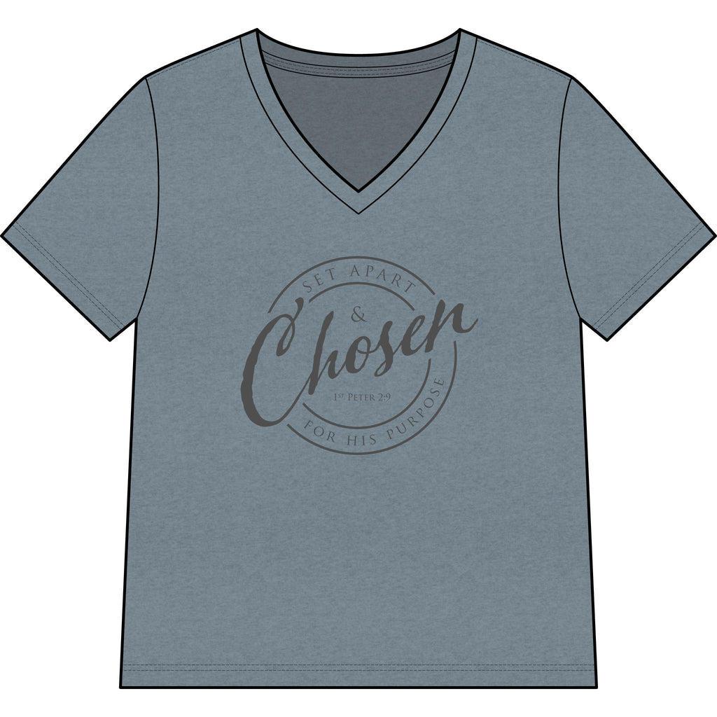 Chosen —CHARCOAL — Christian Women's V-Neck Tee