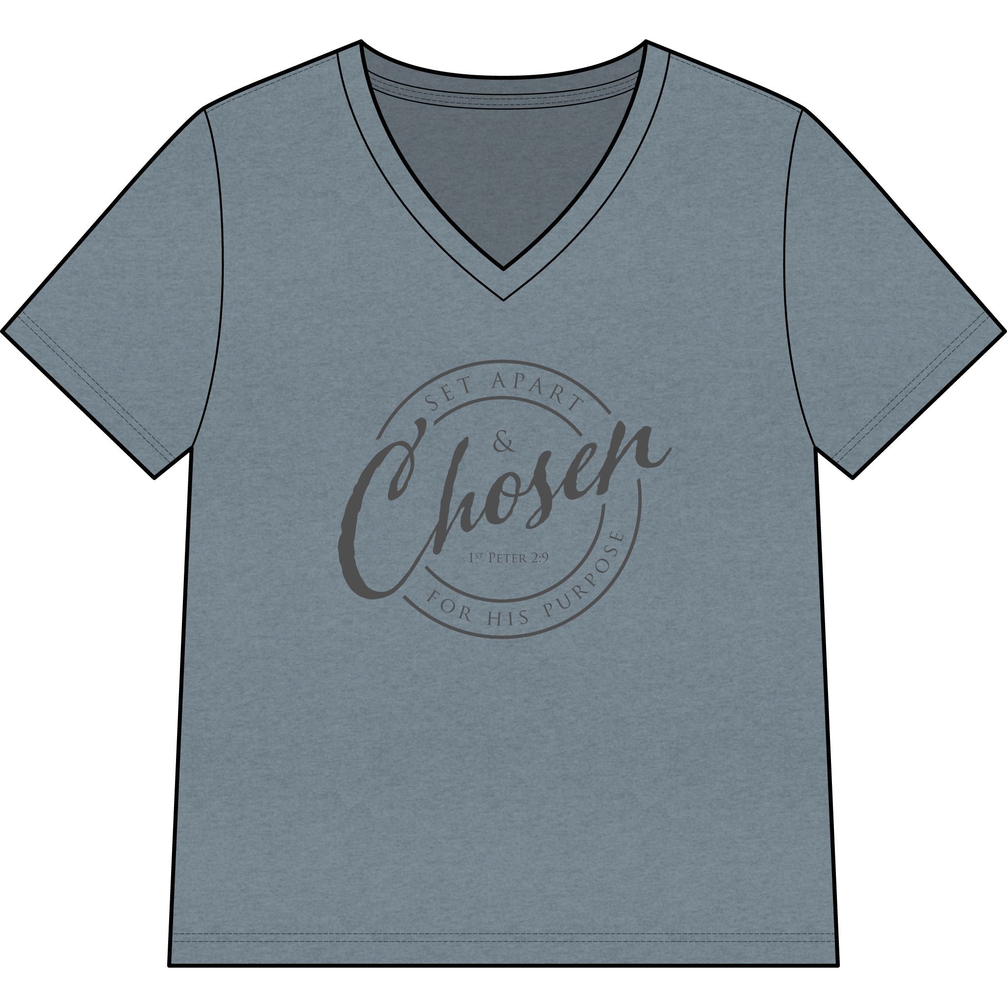 Chosen —CHARCOAL — Christian Women's V-Neck Tee