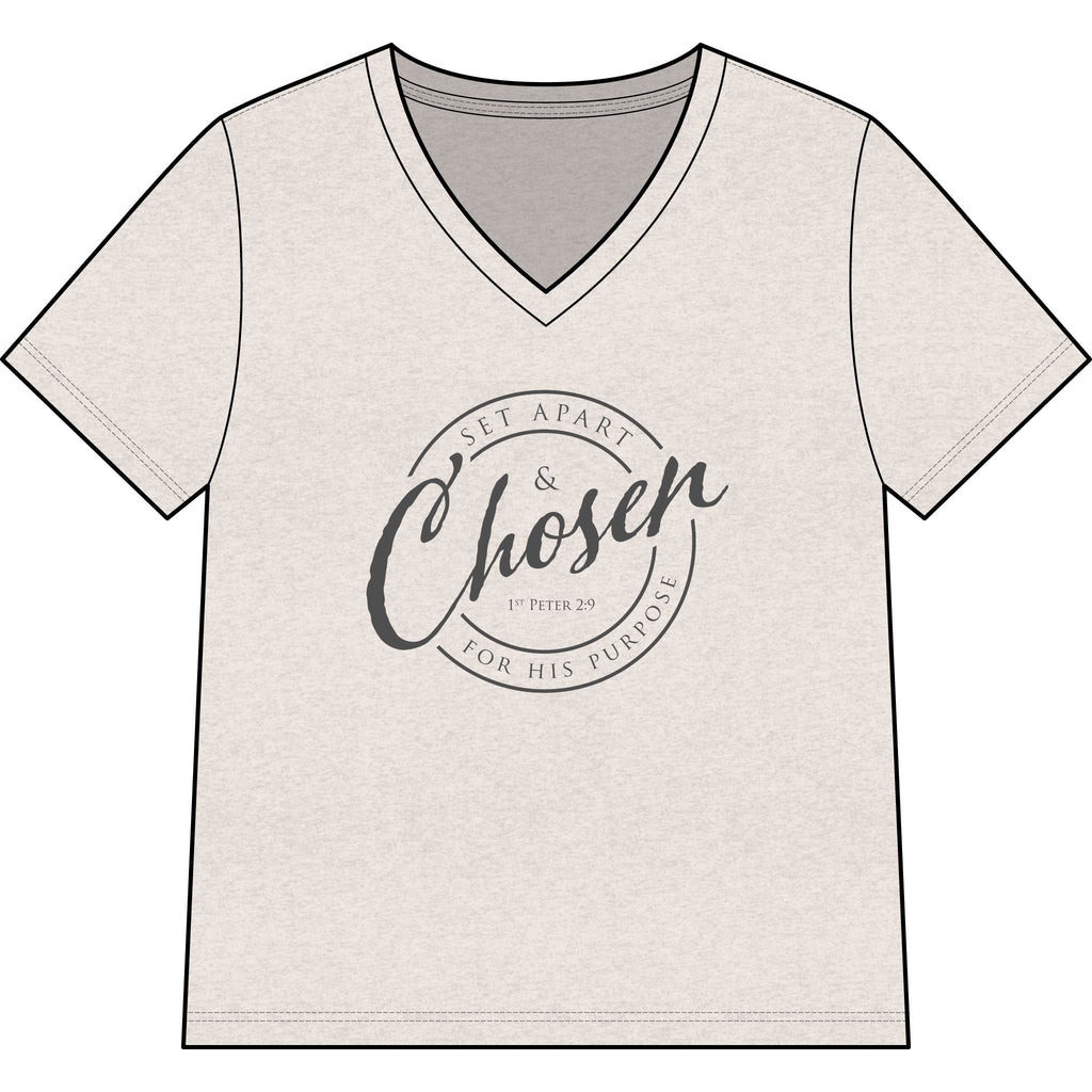 Chosen —CHARCOAL — Christian Women's V-Neck Tee