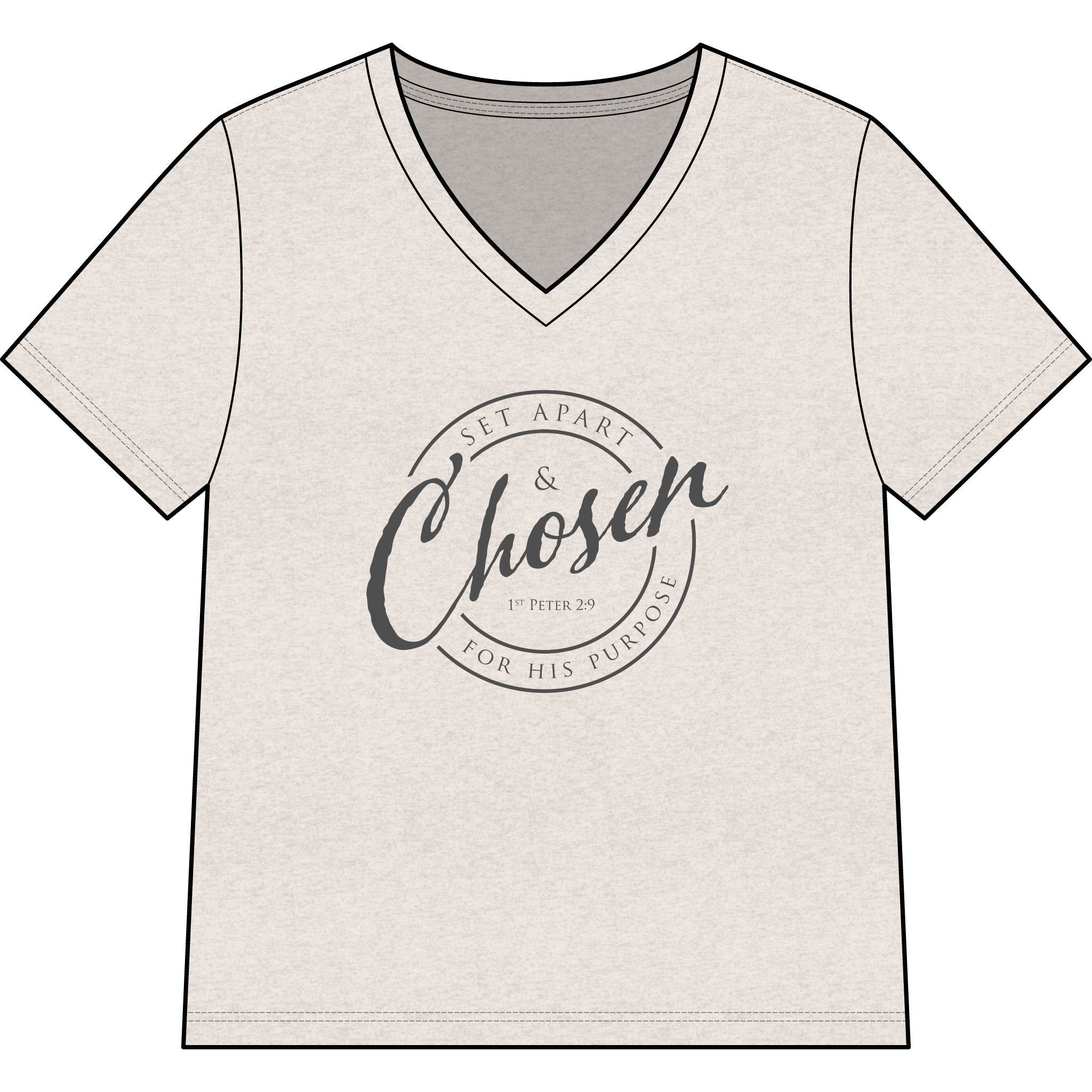 Chosen —CHARCOAL — Christian Women's V-Neck Tee