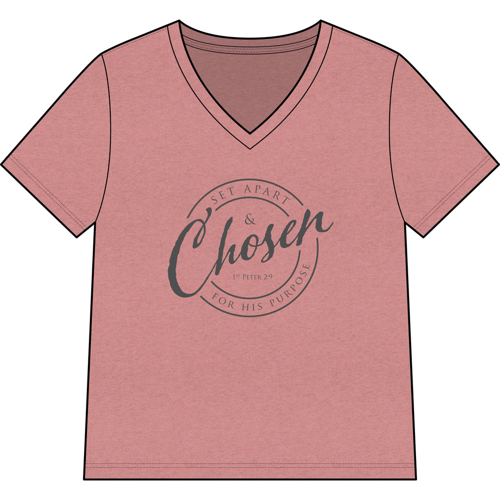 Chosen —CHARCOAL — Christian Women's V-Neck Tee
