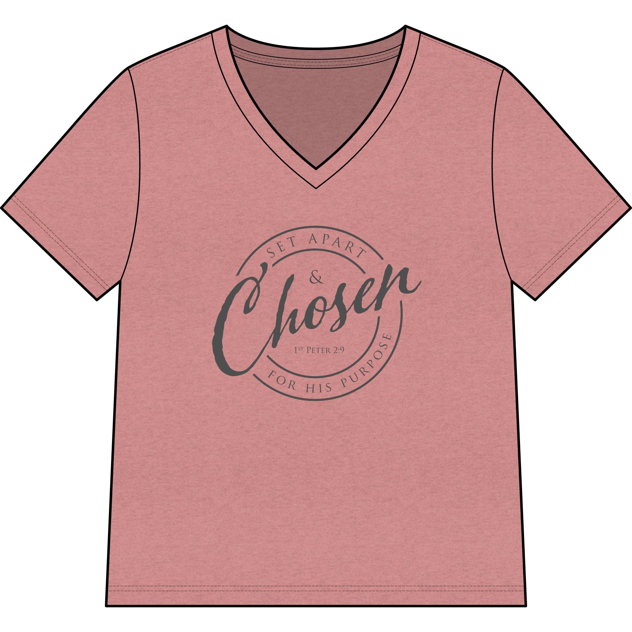 Chosen —CHARCOAL — Christian Women's V-Neck Tee
