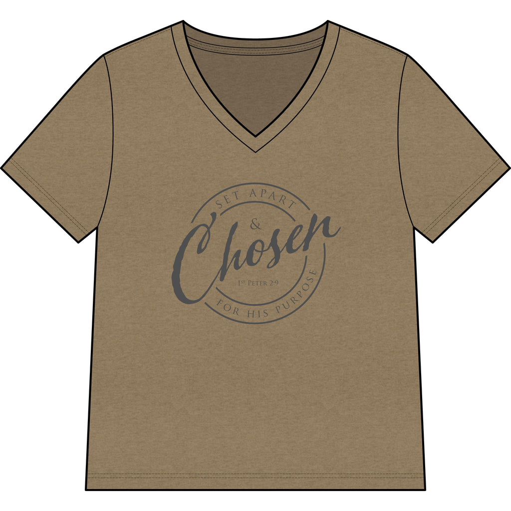 Chosen —CHARCOAL — Christian Women's V-Neck Tee