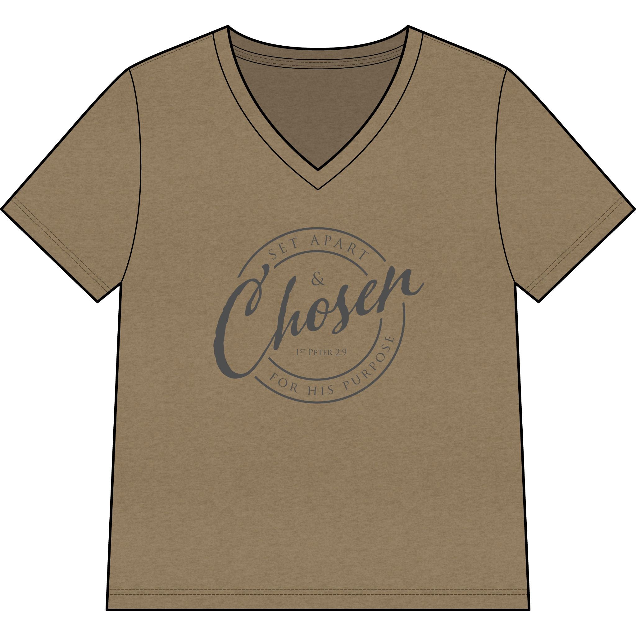 Chosen —CHARCOAL — Christian Women's V-Neck Tee