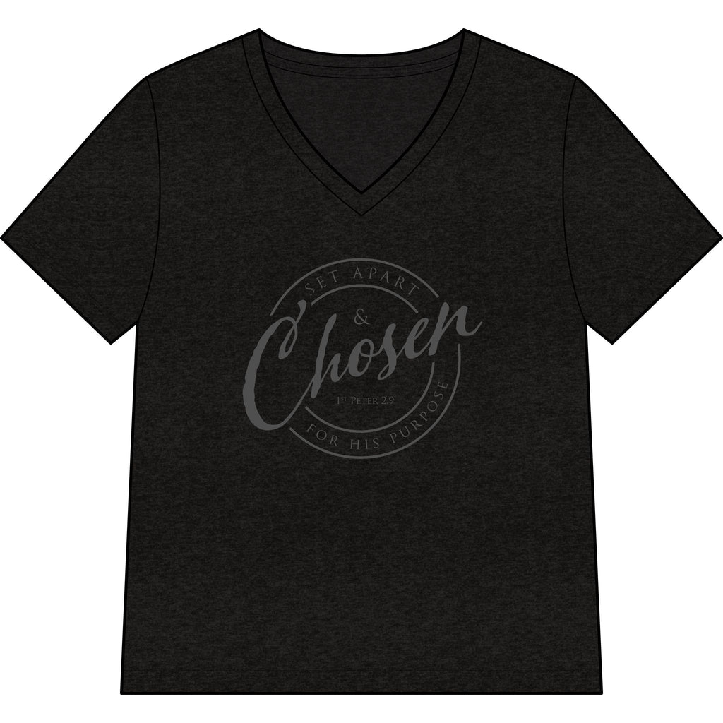 Chosen —CHARCOAL — Christian Women's V-Neck Tee