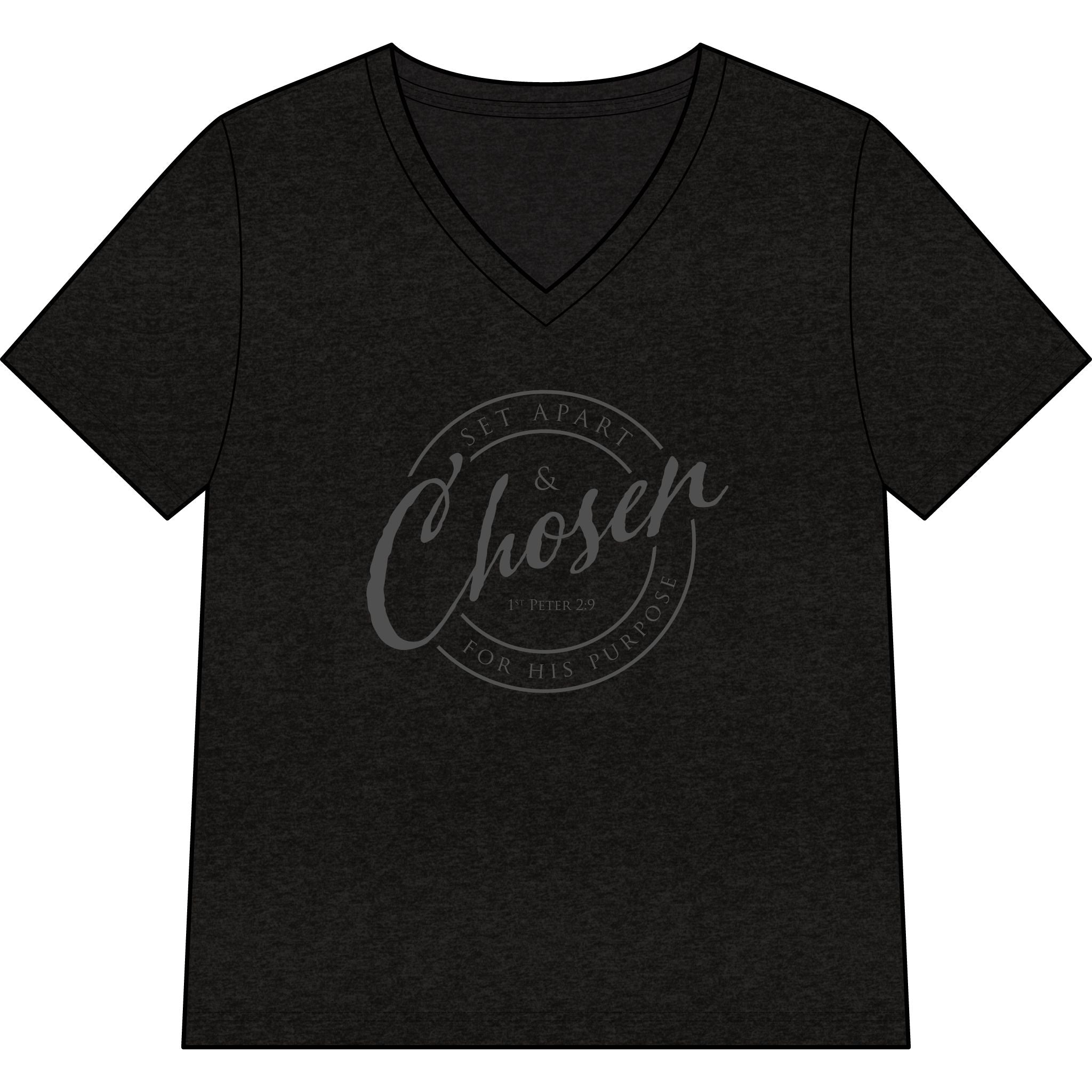 Chosen —CHARCOAL — Christian Women's V-Neck Tee