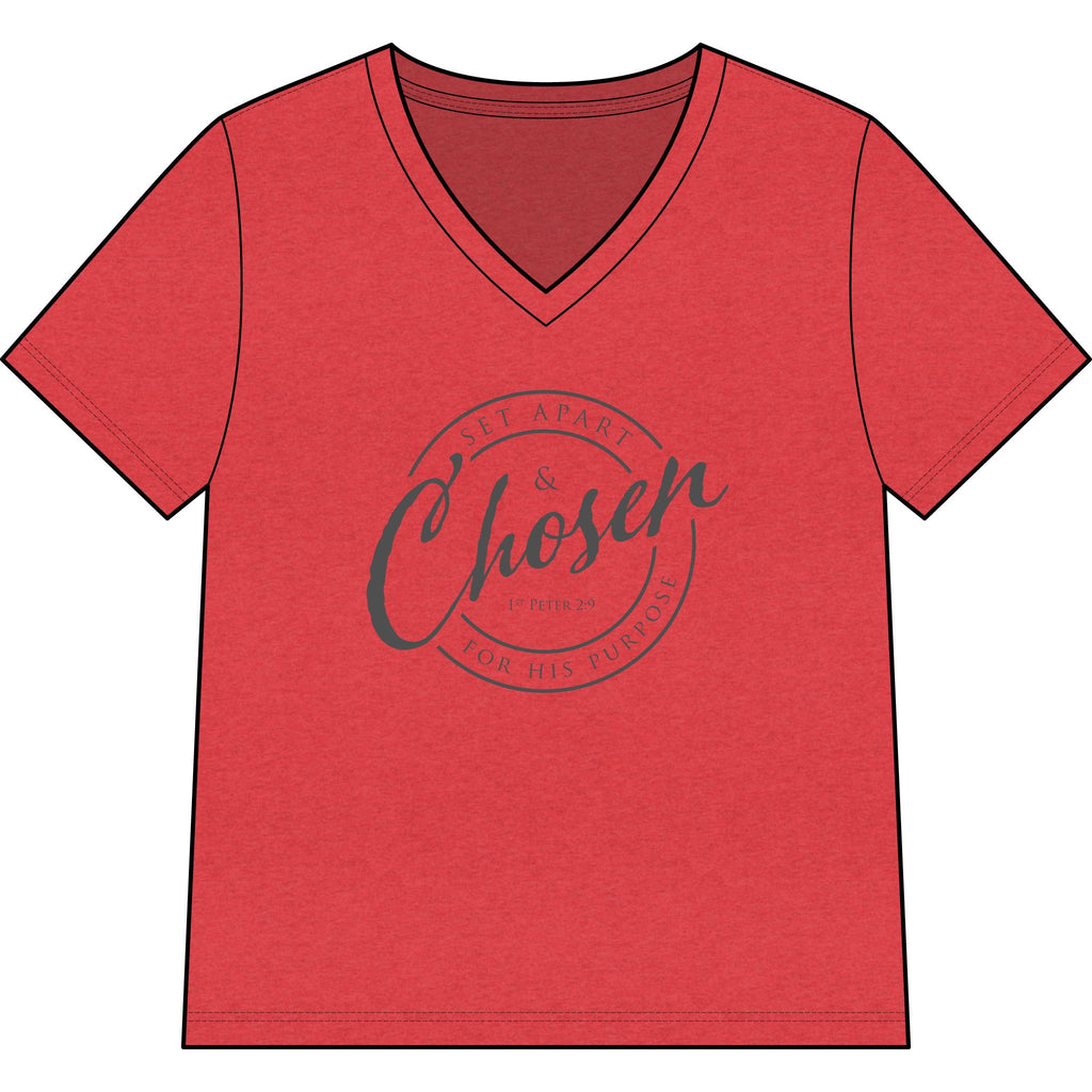 Chosen —CHARCOAL — Christian Women's V-Neck Tee
