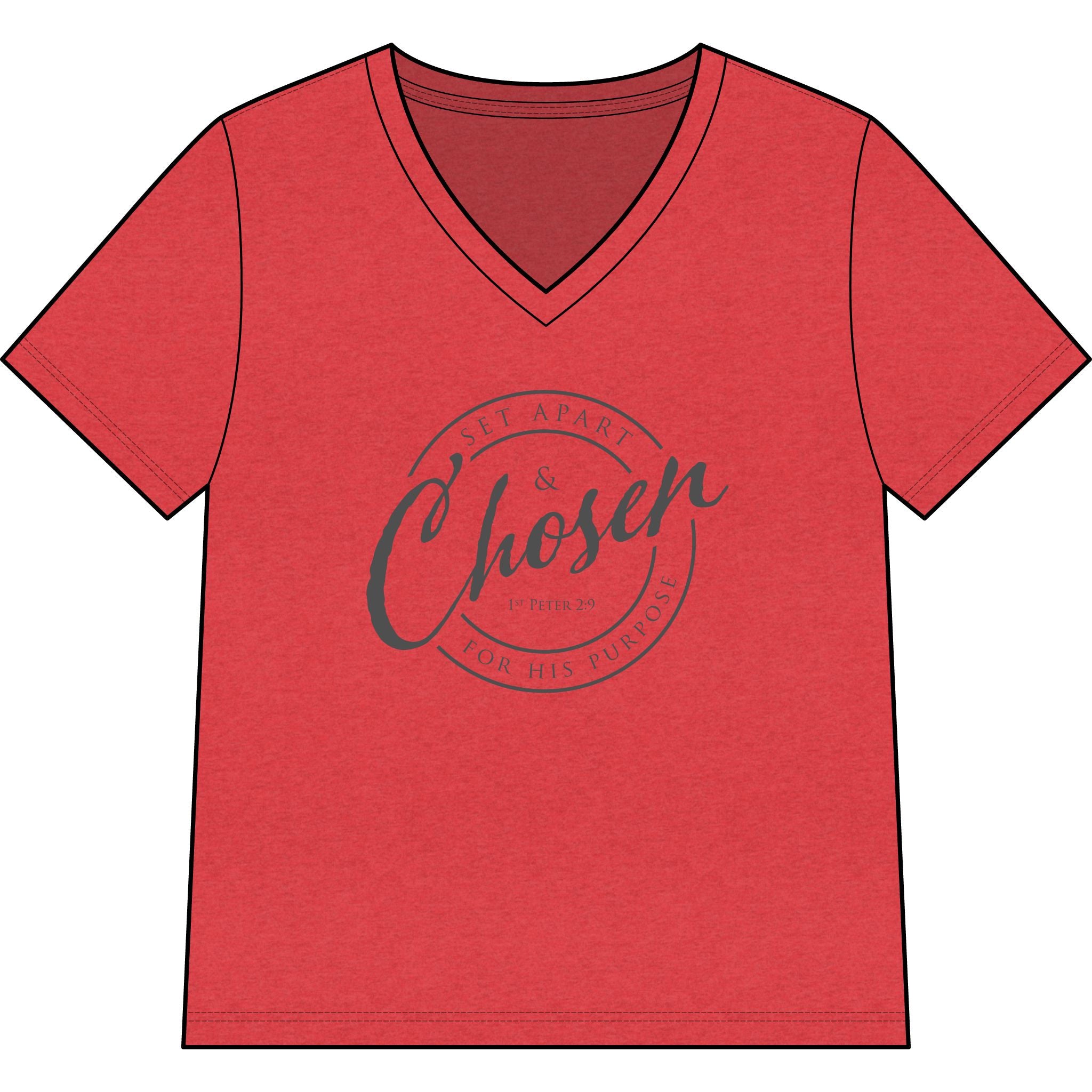 Chosen —CHARCOAL — Christian Women's V-Neck Tee
