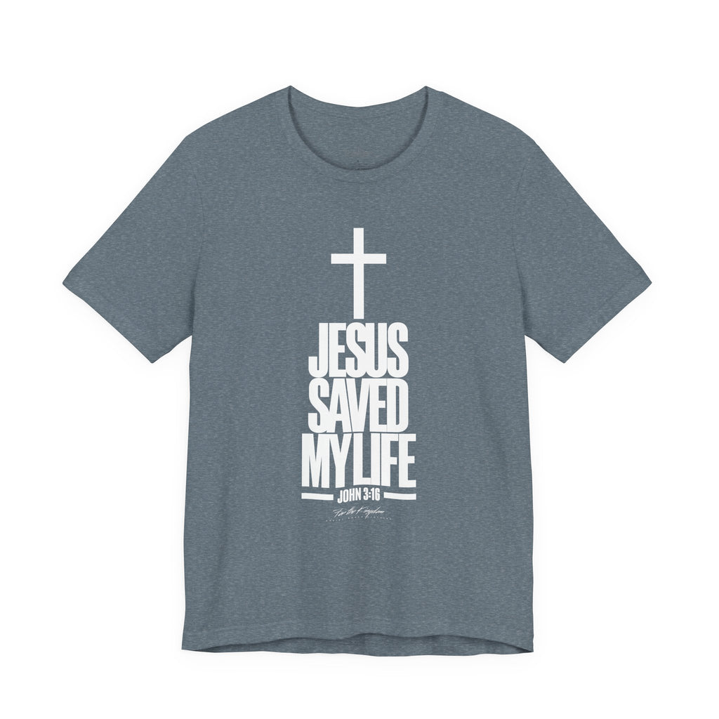 Jesus Saved My Life Light Pallete Tee — Christian Cross Faith Shirt (John 3:16)