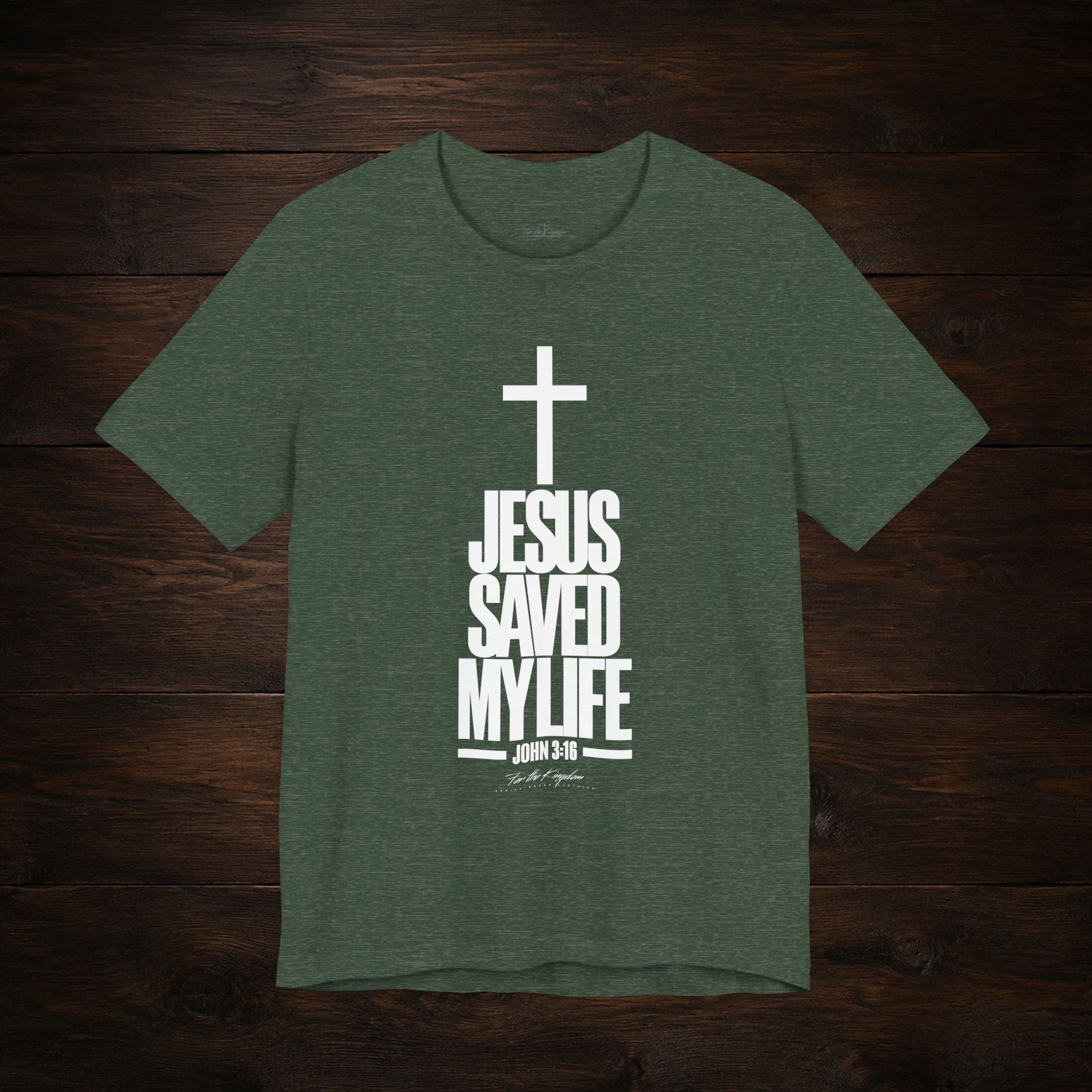 Jesus Saved My Life Light Pallete Tee — Christian Cross Faith Shirt (John 3:16)